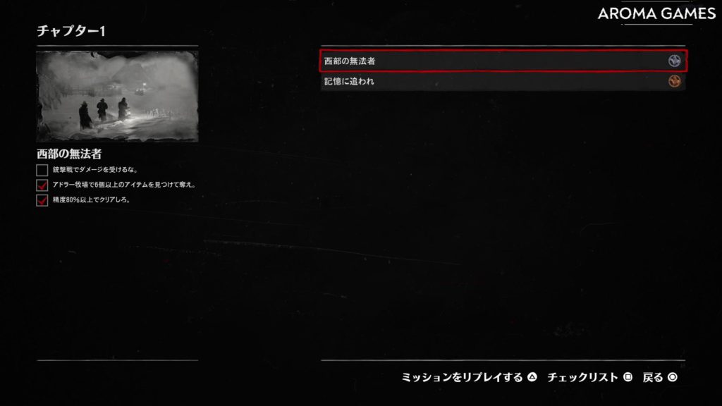 ミッションのチェックリスト